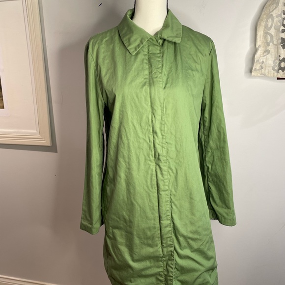 Gap Plaid Trench Green Coat Women Medium - Picture 2 of 10